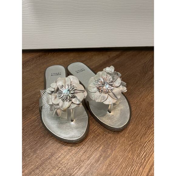 Stuart Weitzman Bloom Silver BigRose Slide Jelly Sandals Women's 7 - Picture 4 of 10